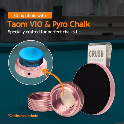 Magnetic Chalk Holder with Lid & Belt Clip – Round Billiard Pool Cue Chalk Holder with Strong Magnet, Portable Snooker Chalk Case for Players - color: Pink