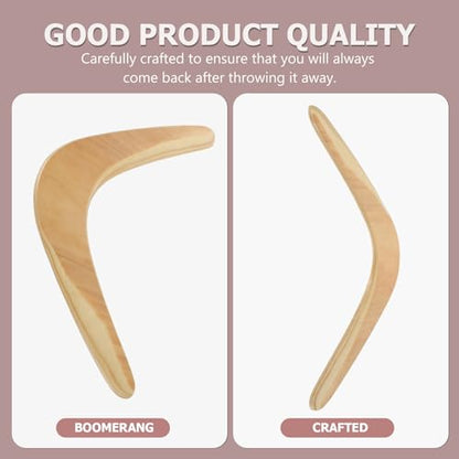 SEWACC Wooden Boomerang Outdoor Plaything for Kids and Adults, Beige Synthetic Material Flying Toy for Outdoor Sports and Family Fun