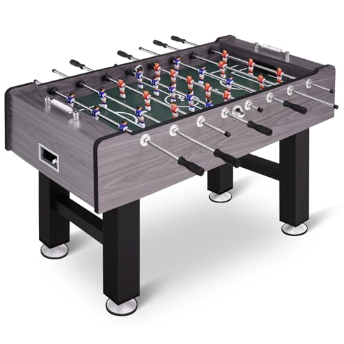 55/58 Inch Large Size Foosball Table, Competition Full Size Soccer Game Table Football Arcade with Leg Levelers, Heavy-Duty Legs & 2 Balls for Adults Indoor Game Room - color: 58 in - Gray