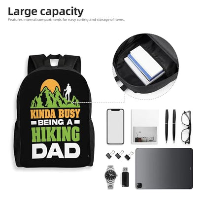 Kinda Busy Being A Hiking Dad Backpacks For Men Women Book Bag Travel Hiking Camping Work Lightweight - color: Ye22