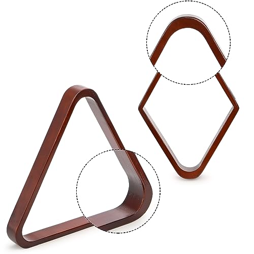 TOPZEA Set of 2 Wooden Billiard Ball Racks, Vintage Solid Wood 8-Ball Triangle Ball Rack 9-Ball Diamond Rack Set Table Pool Balls Racks for Standard 2-1/4" Balls, Snooker, Pool Table Accessories