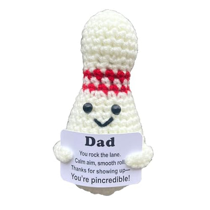 Bowling Accessories Crochet Gifts, Emotional Support Bowling Pin Office Desk Decor Decorations for Women Men (Dad) - style: Dad