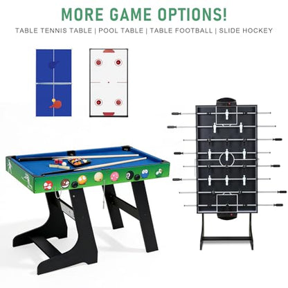 4-in-1 Multi Game Table 48inch Folding Combo Game Table, Football Table,Billiards Table, Pool/Snooker Table, Hockey Table, Table Tennis Table for Adults Family Birthday - color: Green black