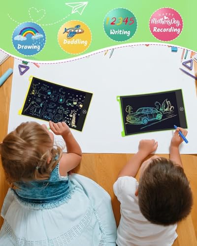 TECJOE 2 Pack LCD Writing Tablet, 8.5 Inch Colorful Doodle Board Drawing Tablet for Kids, Kids Travel Games Activity Learning Toys Birthday Gifts for 3 4 5 6 Year Old Boys and Girls Toddlers - color: Yellow Green