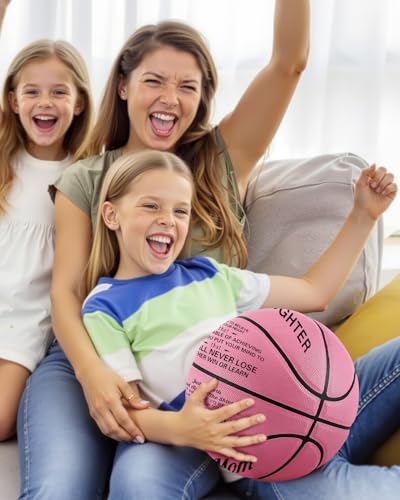 KAAYEE Engraved Basketball for Grandson, Engraved Basketball for Son from Mom Dad, Personalized 29.5" Basketballs Gifts, Custom Christmas Birthday Graduation Back to School Gift for Son from Mom Dad - color: Pink-Mom to Daughter