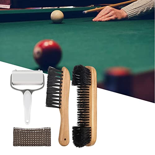 Billiards Table Cleaning Brush Set with Roller and Wooden Handle for Pool Table Maintenance- Brown 4PCS - color: Brown 4PCS
