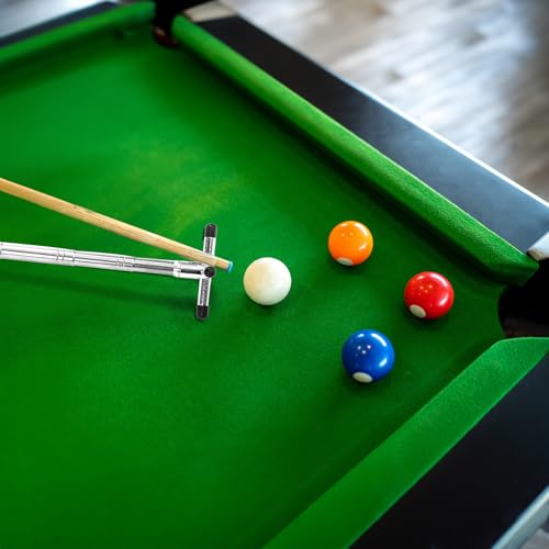 Pumtus Retractable Pool Cue Bridge, Billiards Cue Rest with 3 Pieces Removable Alloy Bridge Head, Snooker Pool Cue Bridge Stick, Billiards Table Accessories for Pool Table, Game, Competition