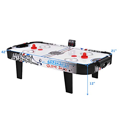Goplus Air Hockey Table, 42 Inch Tabletop Air Hockey Game with LED Scoreboard, 2 Pucks, 2 Pushers, Powerful Motor, Indoor Arcade Table Gaming Set for Kids Gift