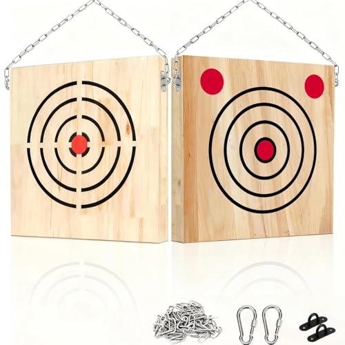 Axe Throwing Wooden Target with Handles & KnifeThrowing with Steel Chain (Wooden Axe Target)