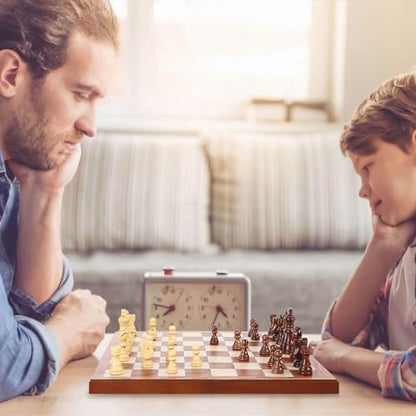 FanVince Chess Set 15" Wooden Board Game - Wood Sets with 2 Storage Bags and 2 Extra Queens - Gifts Box for Men Dad - color: Rosewood Texture