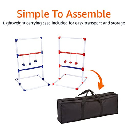 Amazon Basics Portable Ladder Toss Outdoor Game Set with Carrying Case, Simple to Assemble, Red/Blue