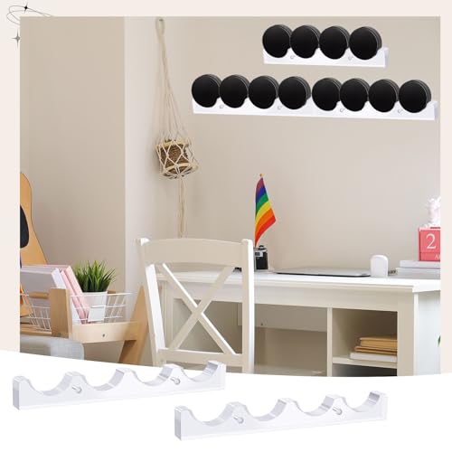 2 Pcs Hockey Puck Display Case Acrylic Ice Hockey Display Holder Shelf Wall Mount Storage Rack for 4 Pucks for Collecting Pucks Room Decoration