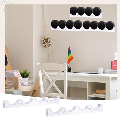 2 Pcs Hockey Puck Display Case Acrylic Ice Hockey Display Holder Shelf Wall Mount Storage Rack for 4 Pucks for Collecting Pucks Room Decoration