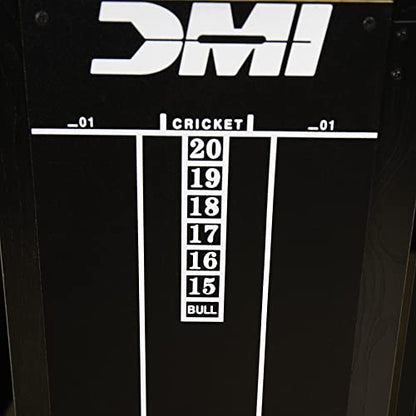 DMI Americana Dartboard Cabinet Set with 18-Inch Paper Dartboard, Reversible Baseball Game, Built-in Cricket Scoring, Darts, Chalk & Mounting Hardware – Classic Black Finish