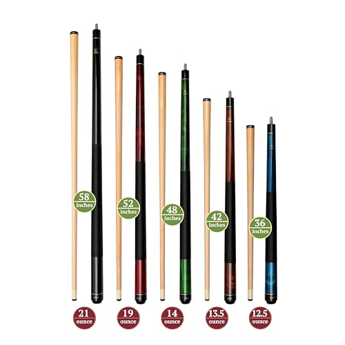 ASKA Short Pool Cue Sets, Canadian Maple Billiard Cue Sticks, 13mm Tip, 5/16x18 Joint, Multi-Set Options for Home & Game Rooms - style: Set of 5 Cues, LS5