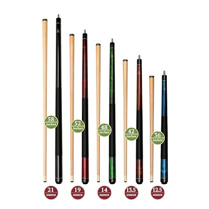 ASKA Short Pool Cue Sets, Canadian Maple Billiard Cue Sticks, 13mm Tip, 5/16x18 Joint, Multi-Set Options for Home & Game Rooms - style: Set of 5 Cues, LS5