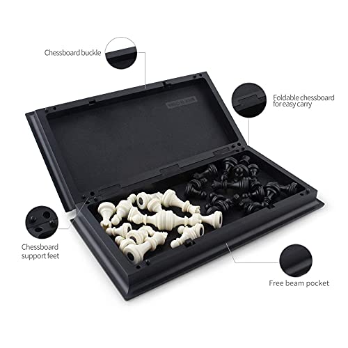 DINOBROS Magnetic Travel Chess Set with Folding Board Portable Chess Board Games Gift for Kids and Adults - style: Chess Set