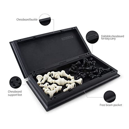 DINOBROS Magnetic Travel Chess Set with Folding Board Portable Chess Board Games Gift for Kids and Adults - style: Chess Set