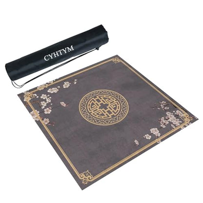 Square Mahjong Mat with Black Carrying Bag, Thick Anti Slip Tablecloth, Table Pad for Mahjong Poker and Tile Game(Gray1,60CM/23.6") - color: Gray1, size: 60CM/23.6"