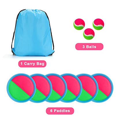 Toss and Catch Ball Game Outdoor Games Playground Balls Beach Games Summer Toys for Ages 4-8, Perfect Kids Toys Playground Sets for Kids Christmas Birthday Gifts - color: Blue-6 Paddles