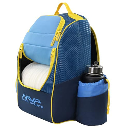 MVP Disc Sports Shuttle Disc Golf Backpack Bag (Choose Your Style and Color) - color: Light Cobalt/Midnight Blue, style: With Velcro Side Panel