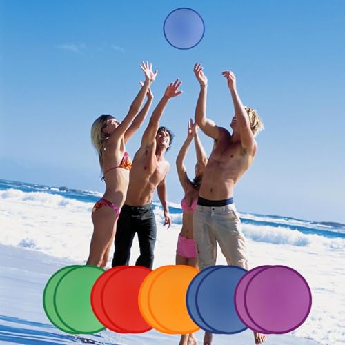 Aooba Flying Disc Fans, 10 Pieces Foldable Flying Disc or Fan with Storage Bag Assortment Fans Set Beach Flying Disc- 9.8" Foldable Flying Disc