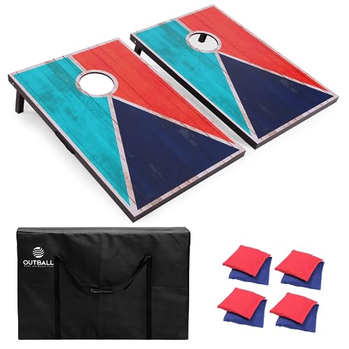 Cornhole Set 4x2 and 3X2 Regulation Size Corn Holes Sets with Carrying Bags & 8 Bean Bags Cornhole Boards Bean Toss Games for Adults Family Outdoor Beach Lawn Outside Backyard Games - style: Rustic 3’x2’