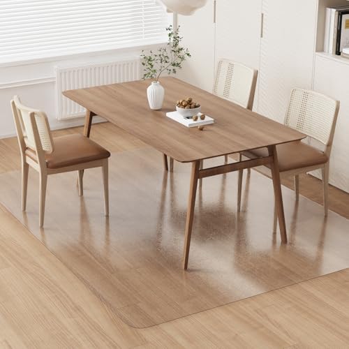 Clear Plastic Floor Mat for Under Dining Table, 5'×7' Large No Slip Waterproof Vinyl Area Rug for Home, Anti-Spill Hard Floor Protector Cover for Living Room, Splat Mat for Under High Chair - color: Frosted Clear, size: 5' x 7' (Rectangular)