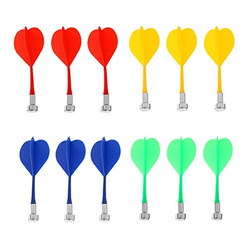 12 Pieces Magnetic Darts Safety Plastic Darts Replacement Dart for Adults Target Game(Red, Yellow, Blue, Green)