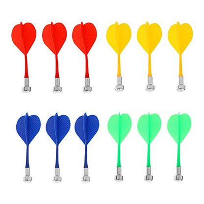 12 Pieces Magnetic Darts Safety Plastic Darts Replacement Dart for Adults Target Game(Red, Yellow, Blue, Green)