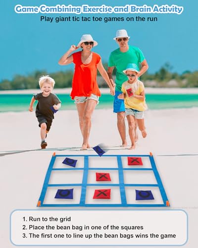 Outdoor Game Set, Kanosan Outside Giant Tic Tac Toe Bean Bag Toss Games,3 Legged Race Bands, Catch Tail Game, Field Day Birthday Party Family Reunion Carnival Yard Lawn Easter Games 28PCS - size: TG-28