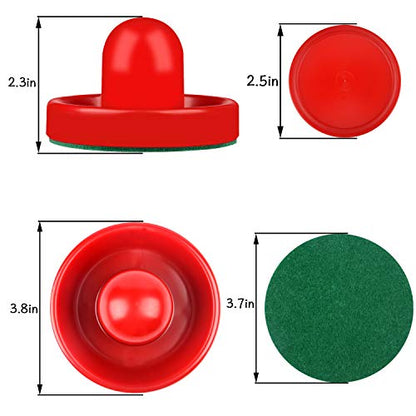 ONE250 Air Hockey Pushers and Red Air Hockey Pucks, Goal Handles Paddles Replacement Accessories for Game Tables (4 Striker, 4 Puck Pack) - color: Red