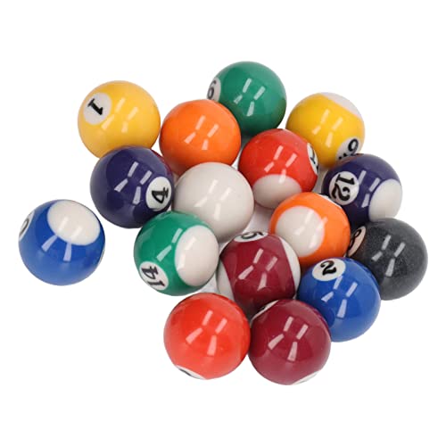16pcs Mini Billard Balls, Mini Billard Balls, Billiard Balls Pool Balls Set, Impact Resistant Eco Friendly Resin Small Pool Table Balls Set for Kids Game Room 32mm, Mini Pool Table Accessories