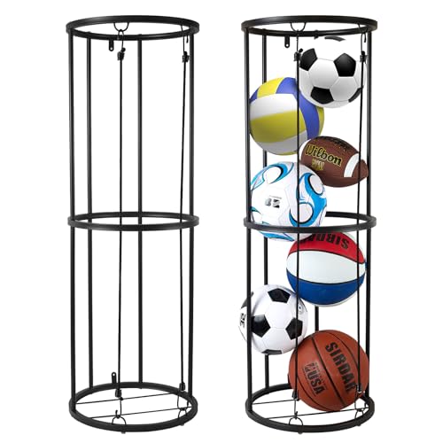 Garage Ball Storage Rack - Wall-Mounted Vertical Ball Holder for Basketball, Soccer, Volleyball, Football - Space-Saving Sports Organizer for Garage, Home, Basement, Kids' Room, Outdoor Use - size: Medium size