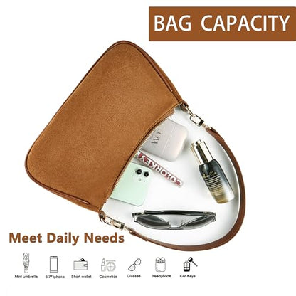VODIU Clutch Tote Handbags with 2 Removable Straps and Zipper Closure Crossbody Bags Shoulder Purse Handbag for Women - color: C-brown