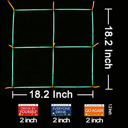 18.2Inch 3-in-1 Glowing Ring Toss Tic Tac Toe Outdoor Game for Adults and Family, Camping Games, 5 Blue Rings & 5 Red Rings