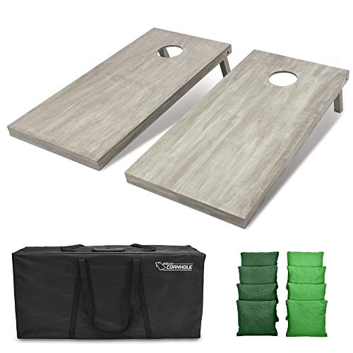 GoSports 4 ft x 2 ft Regulation Size Wooden Cornhole Boards Set - Includes Carrying Case and Bean Bags (Choose Your Colors) Over 100 Color Combinations - color: Dark Green & Bright Green