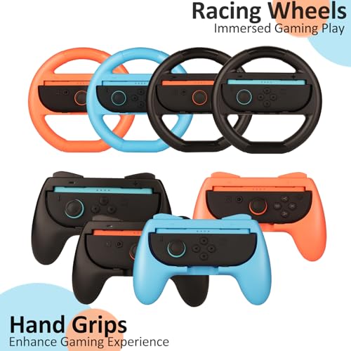 Accessories for Switch 2 - Family Bundle for Nintendo Switch 2,Carry Case,Portable Joy Con Charger,4 Pack Steering Wheels and Hand Grips,Dockable Case Kit,Stand and More
