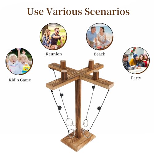 Ring toss Game, Large Base Hook and Ring Game, Hook and Ring Throwing Game for Adults Kids, Family-Friendly Indoor Holiday Fun or Outdoor Patio Games - size: X-Large