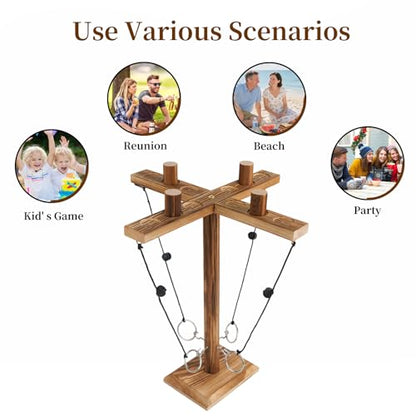 Ring toss Game, Large Base Hook and Ring Game, Hook and Ring Throwing Game for Adults Kids, Family-Friendly Indoor Holiday Fun or Outdoor Patio Games - size: X-Large