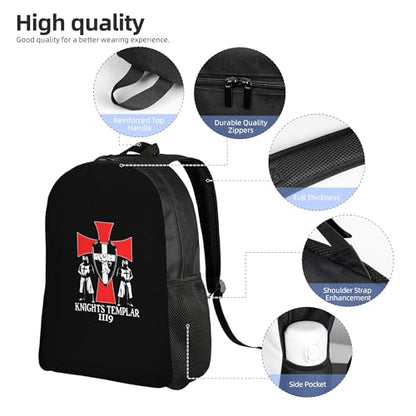 Knights Templar 1119 Crusader Deus Backpacks For Men Women Book Bag Travel Hiking Camping Work Lightweight - color: Ye15