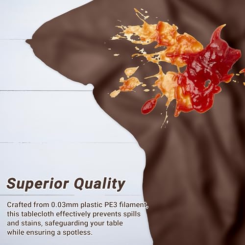 QZYL 12 PCS Brown Plastic Tablecloths, 54 in x 108 in Dinner Table Cloths, Rectangle Table Cover for Birthday Party Family Gathering Wedding - color: Brown, size: 12pcs 54x108 in