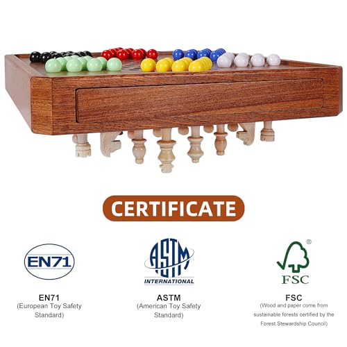 Offelec 2 in 1 Magnetic Chess Set & 72 Marbles Chinese Checkers Board Game Set, 12" Wooden Board Game with Storage Drawer, Portable Travel Board Games for Adults, Kids and Beginners - color: 2 in 1 Magnetic Chess & Chinese Checkers