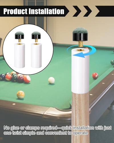 Pool Cue Tips Replacement Kit Screw On Billiard Stick Tips with White Ferrules for Pool Table Accessories