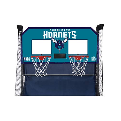Pop-A-Shot - Home Dual Shot Arcade Basketball Game with NBA Graphics l Sensor Scoring l 16 Game Modes l 7 Balls l Foldable Storage l for All NBA Fans - style: Charlotte Hornets