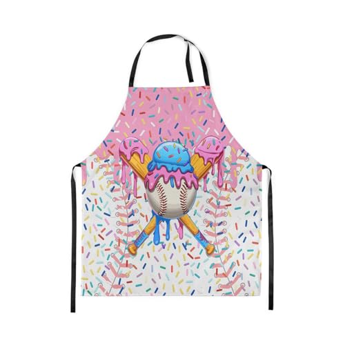 Manfei Baseball Ice Cream Kids Kitchen Apron - color: Pink