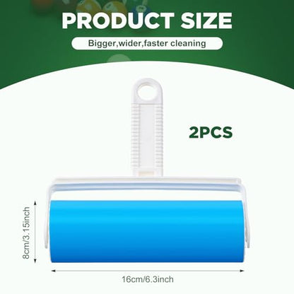 2 Pcs Billiards Table Dust Remover, Large 6.3 x 6.3 x 3.1 Inch Washable Roller Cleaner, Reusable Pool Table Cleaner Sticky Lint Roller for Pool, Billiards, Gaming Accessories, Felt Safe