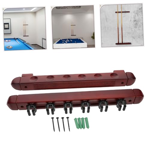 POPETPOP 2pcs Billiard Stick Mount Pool Stick Holder Slots Storage Rack Billiard Supplies - color: Dark Red