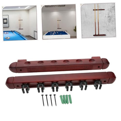 POPETPOP 2pcs Billiard Stick Mount Pool Stick Holder Slots Storage Rack Billiard Supplies - color: Dark Red