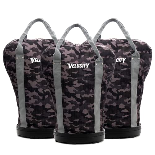 Velocity Heavy Duty Multipurpose Ball Bag with Durable Bottom - Holds up to 60-72 Balls - Ideal for Lacrosse, Baseball, Pickleball, Tennis & More - color: Black Camo, style: 3 Pack
